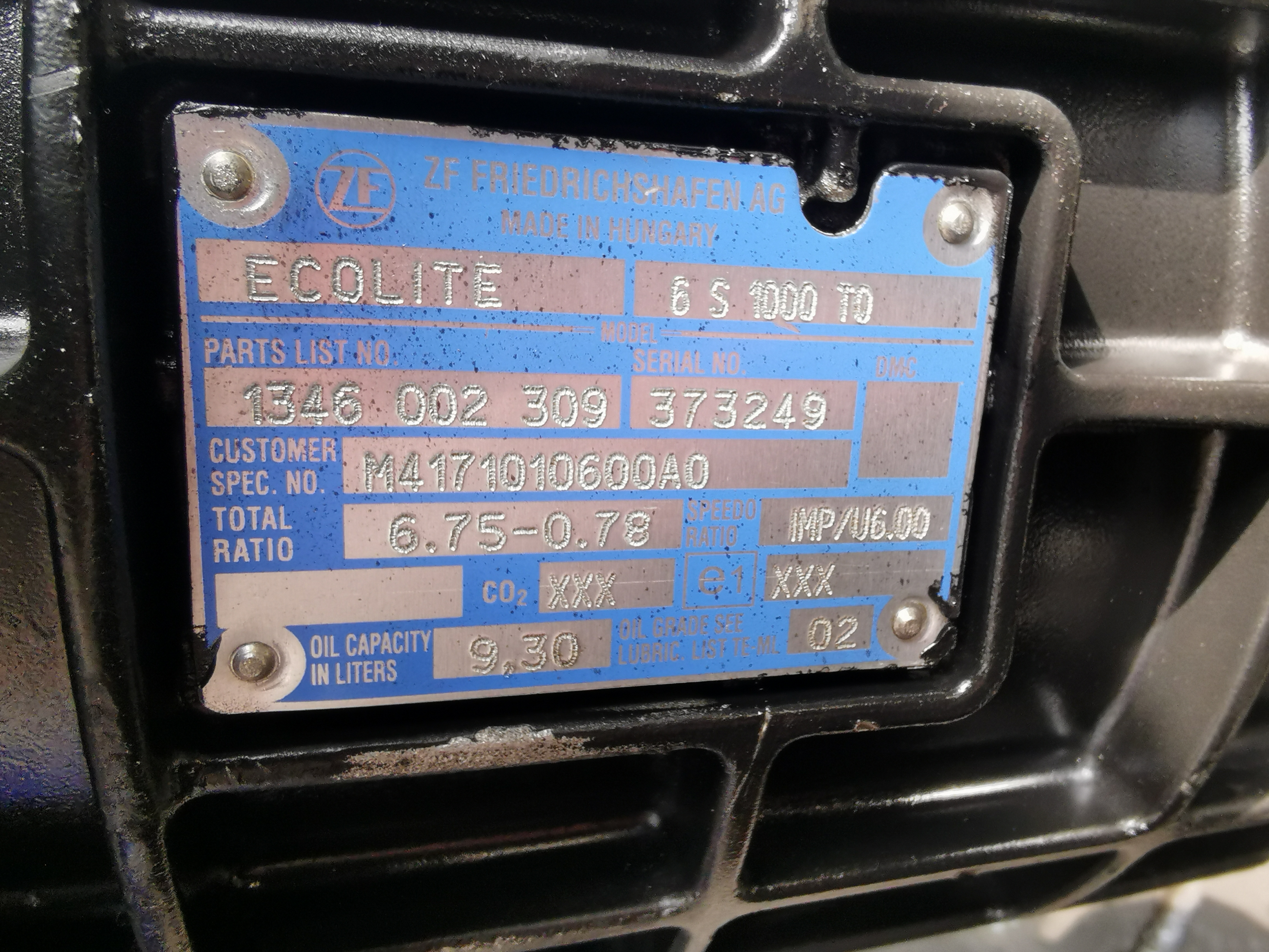 ZF gearbox assembly 6S1000 Man truck