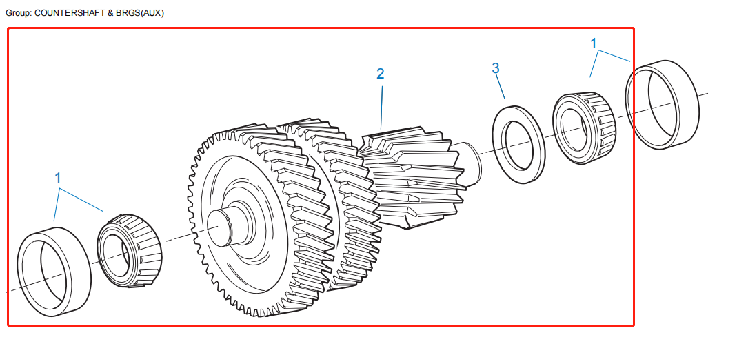 Auxiliary Countershaft Assembly K-3941 Welded Countershaft Assy A-7062 with Bearing 4301851 Spacer 4303124