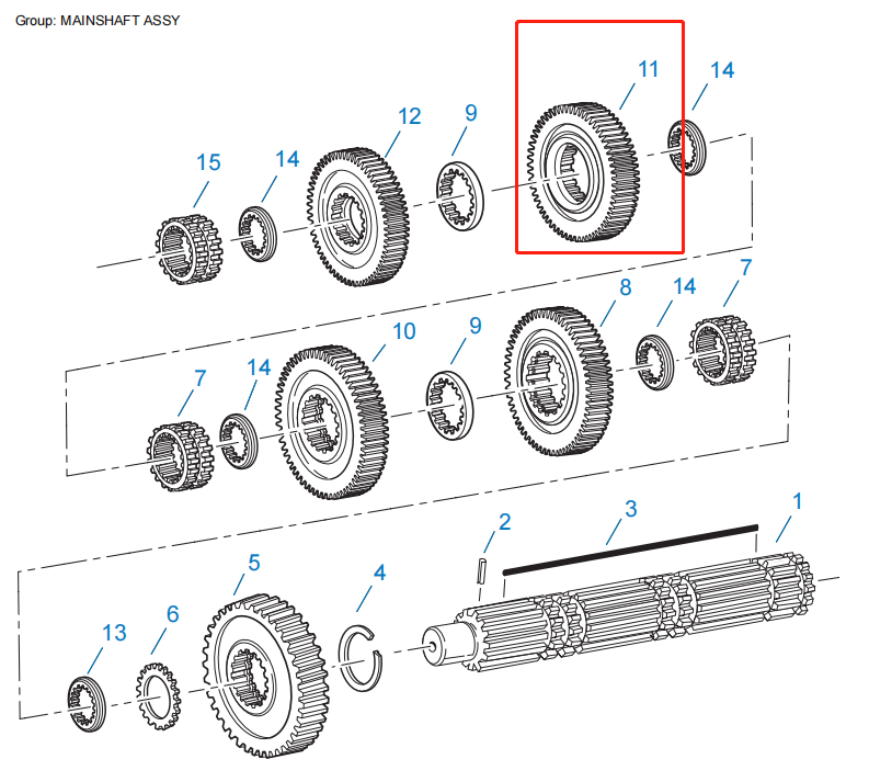 Mainshaft 50 Teeth 2nd Gears 4302670 for Eaton Fuller RTLO-18718 RTLO-18718B RTLO-18718B-T2 RTLO-18918 RTLOF-18718B