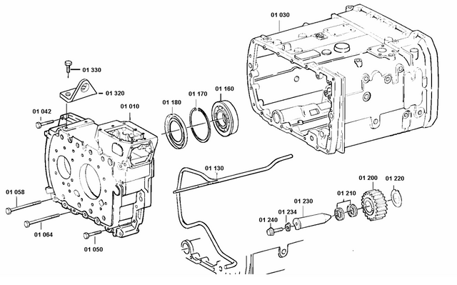 0097001005 0097001004 ZF 16S1650 Gearbox Housing Parts 0091301136